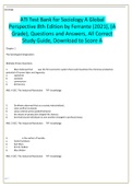 ATI Test Bank for Sociology A Global  Perspective 8th Edition by Ferrante (2021), (A Grade), Questions and Answers, 