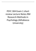 PSYC 304 Exam 1 short review Lecture Notes RM Research Methods in Psychology (Athabasca University)