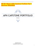 NR 661 Week 5 APA Capstone Portfolio Part 1 (Summer 2022/2023)