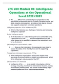 JFC 200 Module 08 Intelligence Operations at the Operational Level Q&A 2022/2023