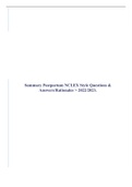 Summary Postpartum NCLEX Style Questions & Answers/Rationales > 2022/2023.