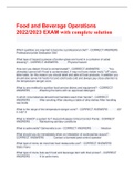 Food and Beverage Operations 2022/2023 EXAM with complete solution