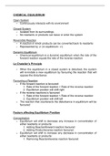 Chemical equilibrium comprehensive notes