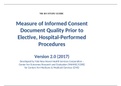 NR 101 STUDY GUIDE   Measure of Informed Consent Document Quality Prior to Elective, Hospital-Performed Procedures
