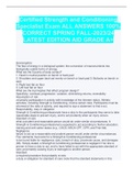 Certified Strength and Conditioning Specialist Exam ALL ANSWERS 100% CORRECT SPRING FALL-2023/24 LATEST EDITION AID GRADE A+