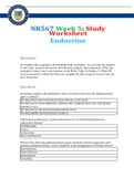NR567 Week 5: Study Worksheet Endocrine