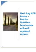Med-Surg HESI Review – Practice Questions latest update with well explained answers