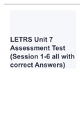 LETRS Unit 7 Assessment Test (Session 1-6 all with correct Answers)
