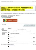 NUR 634 Comprehensive Assessment | Completed | Shadow Health.