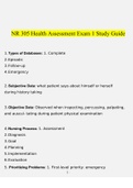 NR 305 Health Assessment Exam 1 Study Guide