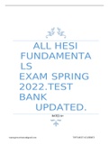     ALL HESI      FUNDAMENTALS EXAM SPRING 2022.TEST BANK UPDATED.