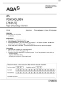 AS PSYCHOLOGY (7181/2) Paper 2 Psychology in Context 