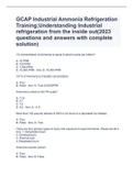 GCAP Industrial Ammonia Refrigeration Training;Understanding Industrial refrigeration from the inside out(2023 questions and answers with complete solution)