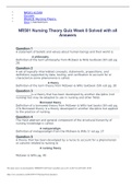 NR501 Nursing Theory Quiz Week 8 Solved with all Answers