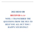 2022 HESI OB RECEIVED A A+