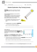 Student Exploration: Ray Tracing (Lenses)Answer Key| Grade A+