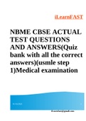 NBME CBSE ACTUAL TEST QUESTIONS AND ANSWERS(Quiz bank with all the correct answers)(usmle step 1)Medical examination