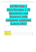LETRS Unit 2 (Set/Version 1-3) Questions and Answers with complete solutions |Latest 2023
