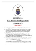 CHMT3039A - Mass Transport and Operations - Assignment 2 Sample Answers