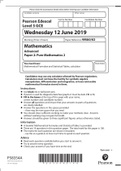 Edexcel A Level Maths Question Paper 2 June 2019