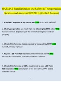 Hazmat Familiarization and Safety In Transportation STUDY BUNDLE PACK SOLUTION (Questions and Answers )(2022/2023) (Verified Answers)