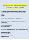 HazMat CDL Test Questions and Answers (2022/2023) (Verified Answers)
