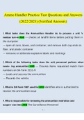 Ammo Handler Practice Test Questions and Answers (2022/2023) (Verified Answers)