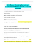 HUD Exam - Avoiding Foreclosure Questions and Answers with Complete Solutions