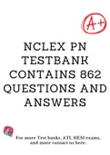 NCLEX PN TESTBANK Contains 862 Questions and Answers