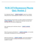 NUR2474 / NUR 2474 Quiz 2 (Latest 2023): Pharmacology for Professional Nursing - Rasmussen