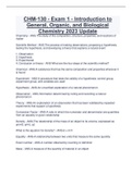 CHM-130 - Exam 1 - Introduction to  General, Organic, and Biological  Chemistry 2023 Update