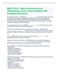 WGU C810 - Data Governance and Stewardship Exam Latest updated with Complete Solutions