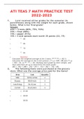  ATI TEAS 7 MATH PRACTICE TEST 2022-2023 QUESTIONS AND ANSWERS