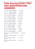 Peds Nursing STUDY TEST 2023 QUESTIONS AND ANSWERS 