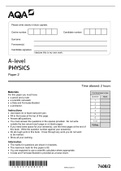 AQA A-level PHYSICS Paper 2 7408-2-QP-Physics-A-26May22