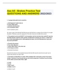 Ase A5 - Brakes Practice Test QUESTIONS AND ANSWERS 2022/2023