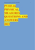 PY103.16 PHYSICAL MEASURES QUESTIONS AND ANSWERS 2023