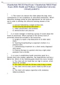 Chamberlain NR 222 Final Exam / Chamberlain NR222 Final Exam (2020): Health and Wellness: Chamberlain University (Already graded A)