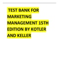 TEST BANK FOR MARKETING MANAGEMENT 15TH EDITION BY KOTLER AND KELLER.