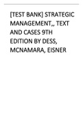 [Test Bank] Strategic Management,, Text and Cases 9th Edition by Dess, McNamara, Eisner.