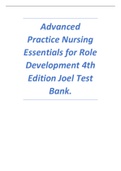 Test Bank for Advanced Practice Nursing Essentials for Role Development 4th Edition 2024 latest revised update by Joel .