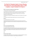 Test Bank for Managing Logistics Systems Planning and Analysis for a Successful Supply Chain, 1e John Longshore, Angela Cheatham