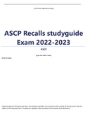 ASCP Recalls studyguide Exam 2022-2023