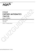 A-level FURTHER MATHEMATICS 7367/3S Paper 3 Statistics[MARK SCHEME]DOWNLOAD TO PASS