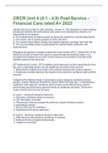 CRCR Unit 4 (4.1 - 4.9) Post-Service - Financial Care rated A+ 2023