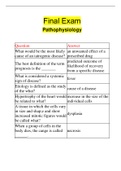 Final Exam Pathophysiology | 120 Questions with 100% Correct Answers | Updated | Download to score A+