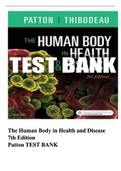 Anatomy and Physiology 10th Edition Patton Test Bank LATEST UPDATE || The Human Body in Health and Disease 7th Edition Patton TEST BANK