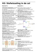 Samenvatting - 5Vwo - Biologie voor jou - Hoofdstuk 3: Stofwisseling in de cel - alle basisstoffen