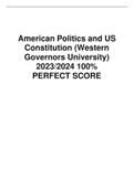 American Politics and US Constitution (Western Governors University) 2023/2024 100% PERFECT SCORE 