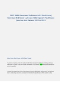 TEST BANK:American Red Cross ACLS Final Exam| American Red Cross - Advanced Life Support Final Exam: Question And Answer 2022 to 2023